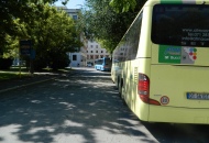 Nuova sosta per i bus extraurbani simulazione stamane in Piazza Cavour