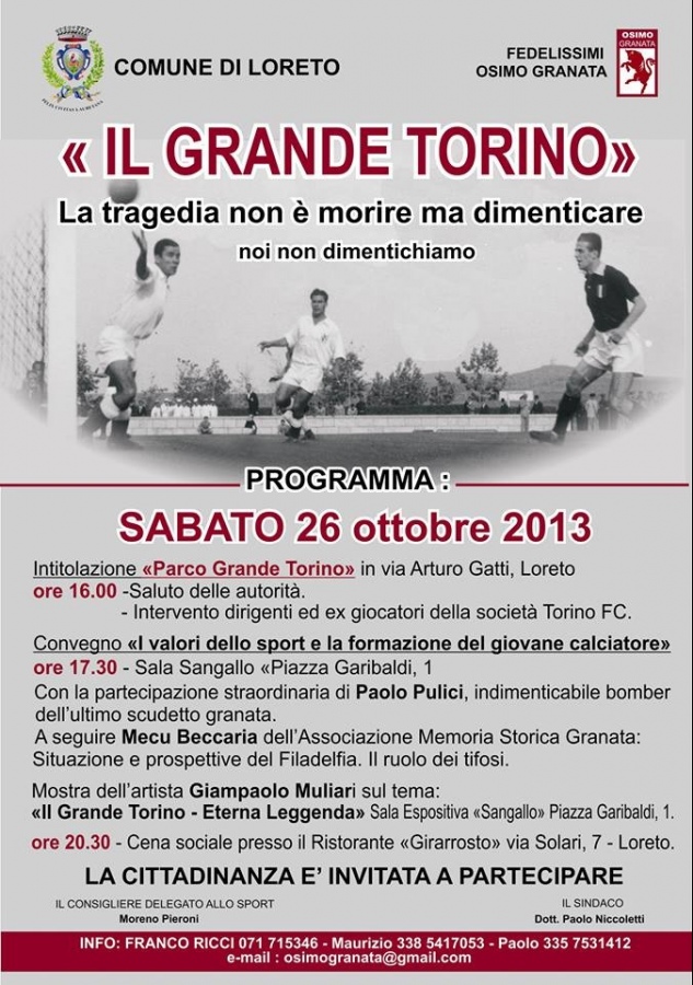A Loreto si ricorda il «Grande Torino»